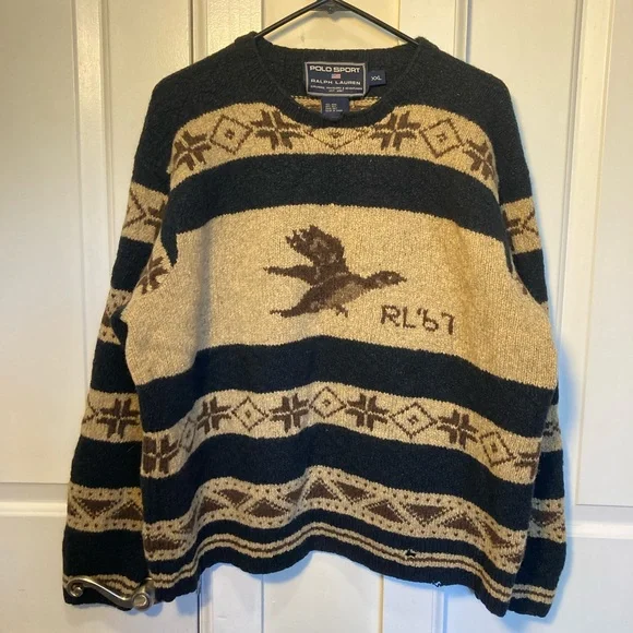 Vintage polo sport duck hunt wool/silk knit sweater